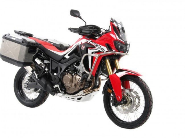 Afbeeldingen van Kofferset Hepco&Becker 'Cutout' met RVS rek en Xplorer koffers Honda CRF1000L Africa Twin '16-'17