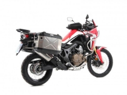 Afbeeldingen van Kofferset Hepco&Becker 'Cutout' met RVS rek en Xplorer BLACK koffers Honda CRF1000L Africa Twin '16-'17