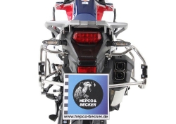 Afbeeldingen van Kofferset Hepco&Becker 'Cutout' met RVS rek en Xplorer BLACK koffers Honda CRF1000L Africa Twin '16-'17