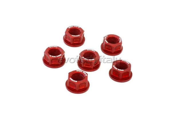 Afbeeldingen van Tandwielmoer aluminium Evotech TBK6-036 -rood