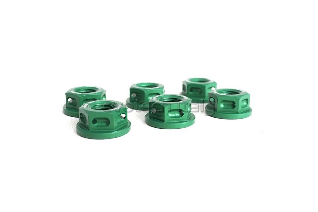 Afbeeldingen van Tandwielmoer aluminium Evotech TBK6-073 -groen