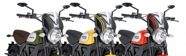 Afbeeldingen van Vervangingsruit naked bike met Carbon look kuipje Puig diverse Ducati Scrambler modellen