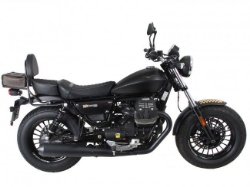 Afbeeldingen van Sissybar met rekje zwart Hepco&Becker Moto Guzzi V9 Bobber '16-20 (lang zadel)