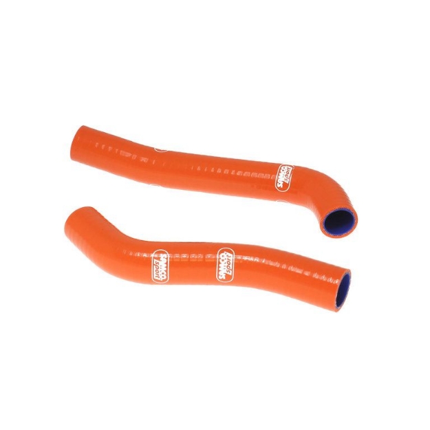 Afbeeldingen van Koelslangenset oranje SAMCO KTM 690 SMC / Duke / R 2008-2014 2-delig