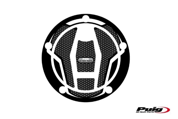 Afbeeldingen van Tankdopcover Puig zwart/carbon look voor diverse Kawasaki modellen