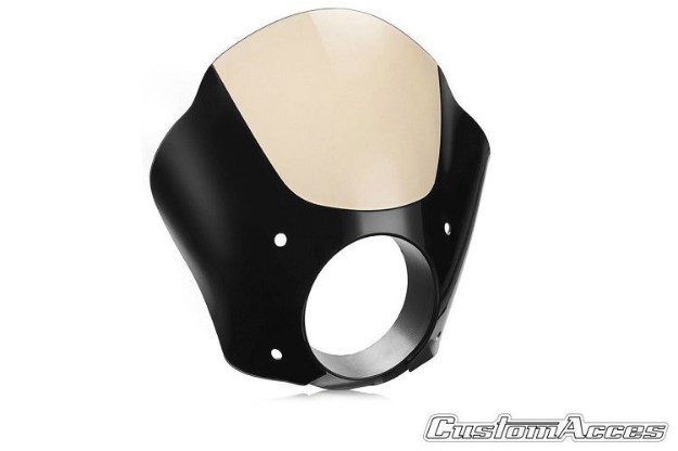 Afbeeldingen van Stuurkuipje zwart model semi-closed met ruitje Custom Access diverse Harley Davidson modellen