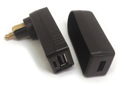 Afbeeldingen van Haakse DIN stekker - USB power lader Baas 12V - 5V - 3A