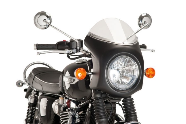 Afbeeldingen van Vervangingsruit retro fairing met zwart kuipje Puig Triumph Bonneville T100/ T120/ T200 '16-