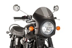Afbeeldingen van Vervangingsruit retro fairing met zwart kuipje Puig Triumph Bonneville T100/ T120/ T200 '16-