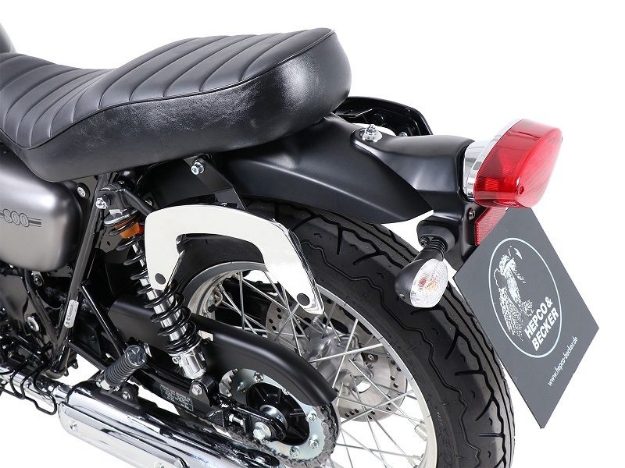 Afbeeldingen van C-Bow custom tasdragers chroom Hepco&Becker Kawasaki W800 Steet/Cafe '19+