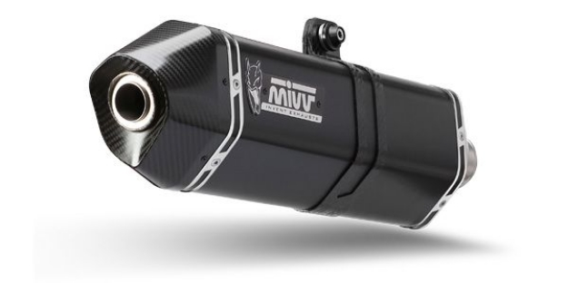 Afbeeldingen van MIVV compleet systeem met Speed Edge black steel RVS demper Yamaha T-MAX 530 '12-'16