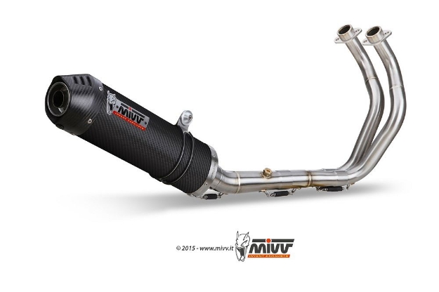 Afbeeldingen van MIVV 2-1 systeem met oval carbon demper met carbon cap Yamaha MT-07 '14-24