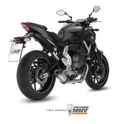 Afbeeldingen van MIVV 2-1 systeem met oval carbon demper met carbon cap Yamaha MT-07 '14-24