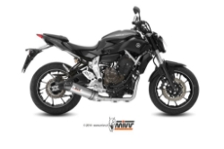 Afbeeldingen van MIVV 2-1 systeem met oval carbon demper met carbon cap Yamaha MT-07 '14-24