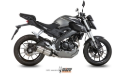 Afbeeldingen van MIVV compleet 1-1 systeem met Suono Steel Black RVS demper Yamaha MT-125 '15-/ YZF-R125 '14-
