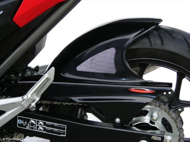 Afbeeldingen van Achterspatbord sport-line zwart met zilver gaas Honda NC700S/X/D / NC750S/X
