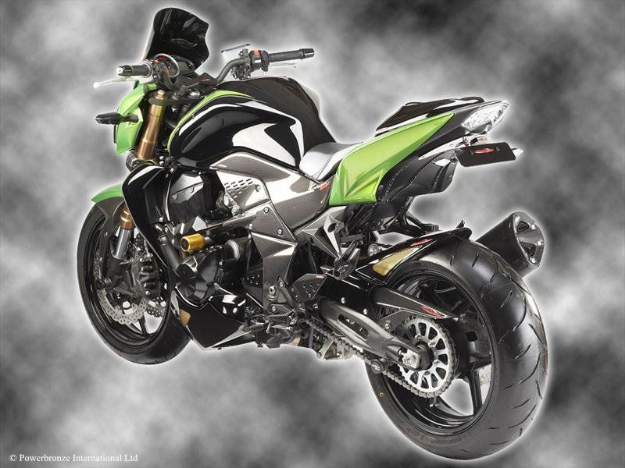 Afbeeldingen van Achterspatbord sport-line zwart met zilver gaas Kawasaki Z750R 2011- UVK
