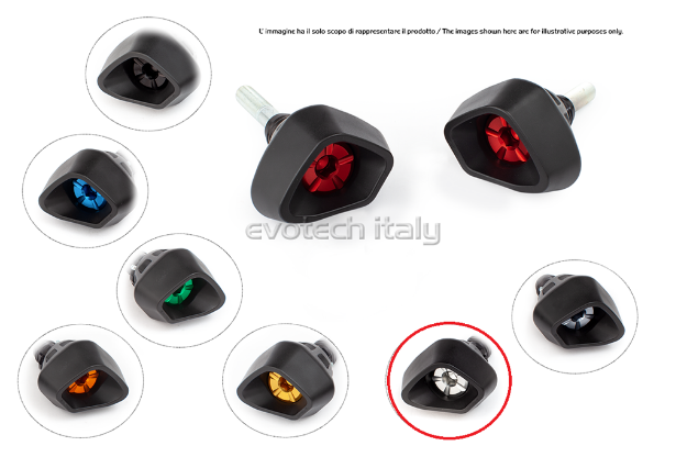 Afbeeldingen van Sliders Evotech Anti-Shock Kawasaki Yamaha YZF-R1 '04-'06 -zilver